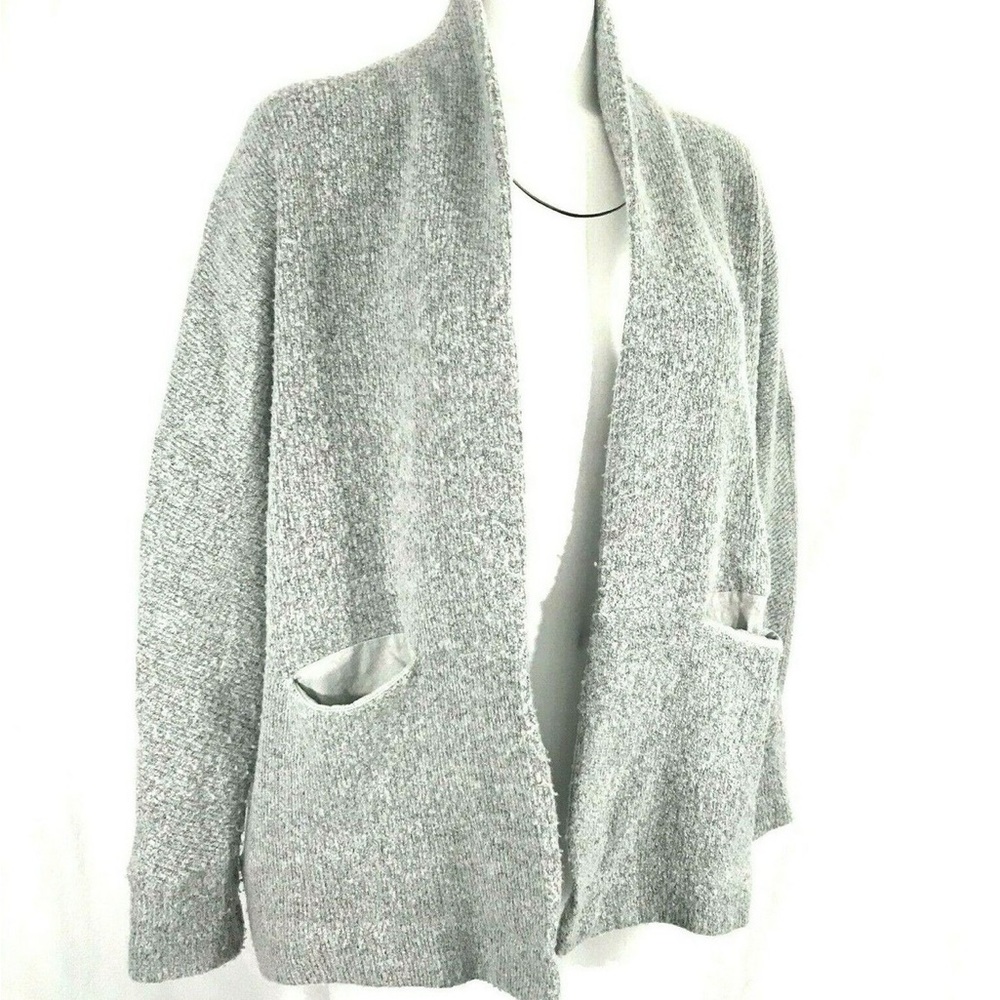 Ann Taylor Loft Open-Front Gray Women's Cardigan Sweater pockets M